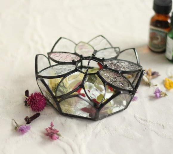 Studio Glass-Ivy ポプリとポプリケース「クレマチス」のセット：ステンドグラス